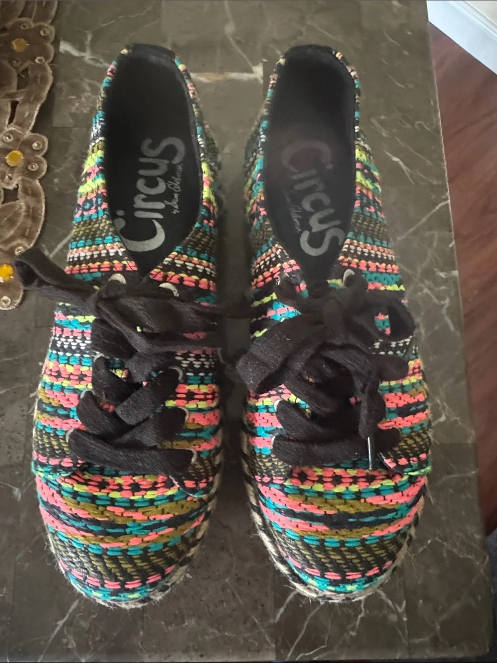 Circus by Sam Edelman Multicolor Woven Lace-Up Espadrilles size 8M